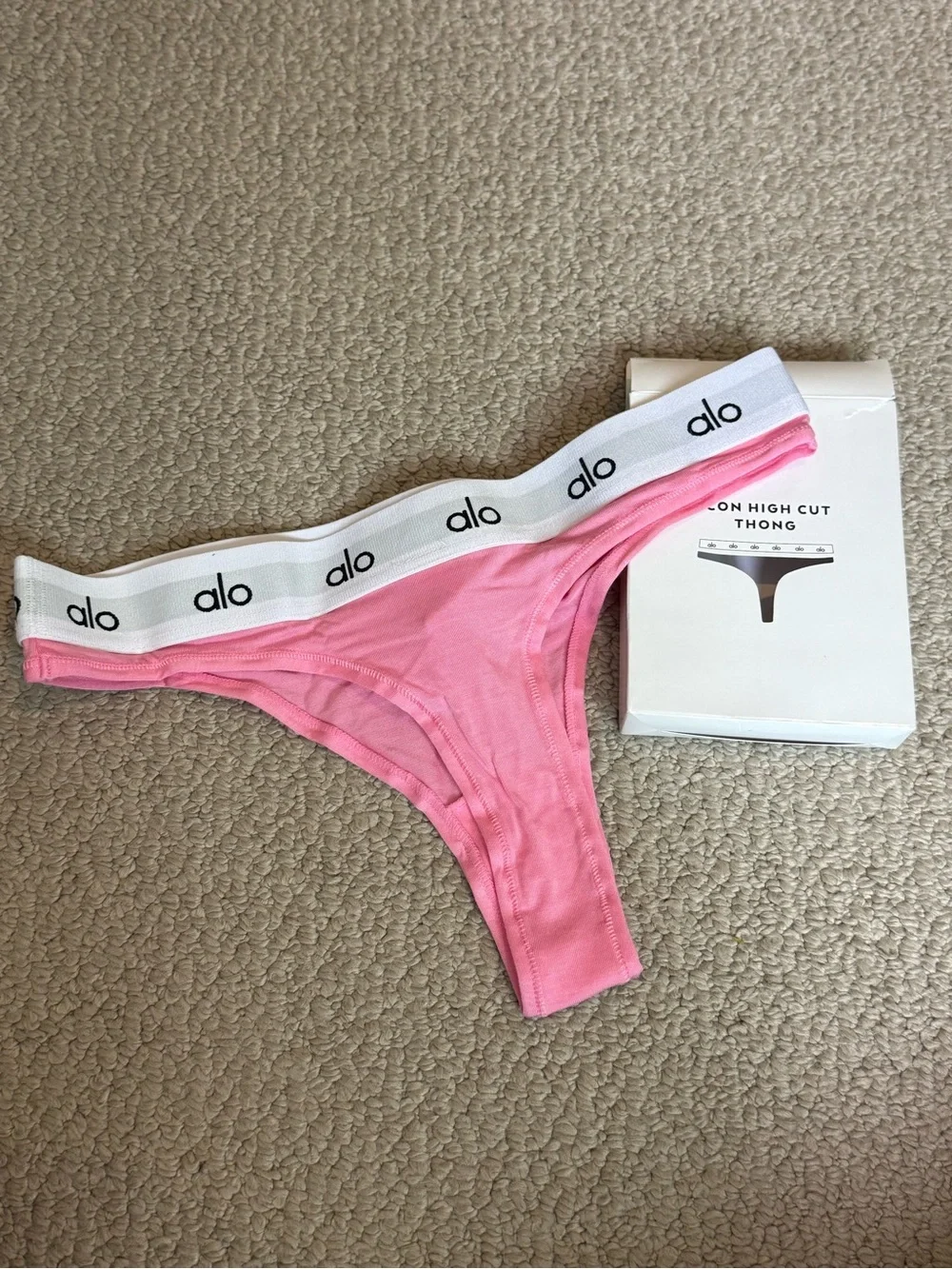 ALO Yoga Pink Logo Elastic Waist Kids Thong